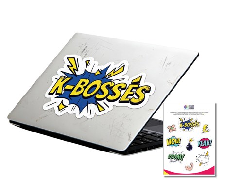 Ordinateur de la gamme K-BOSSÉS et sa planche de stickers offerte