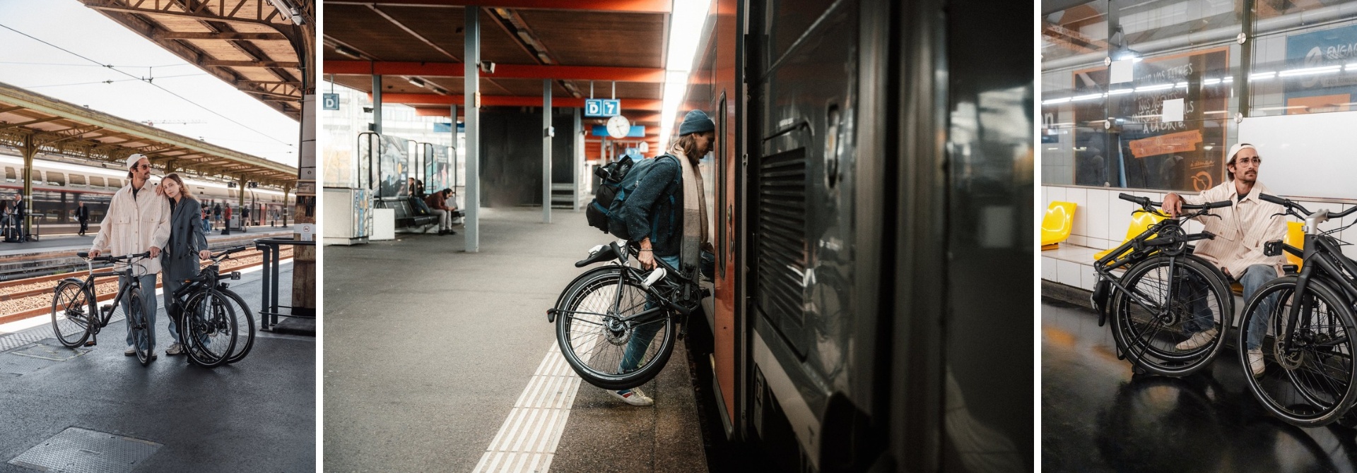 Le Bastille en gare et dans le train — un vélo qui s'adapte à tous les trajets